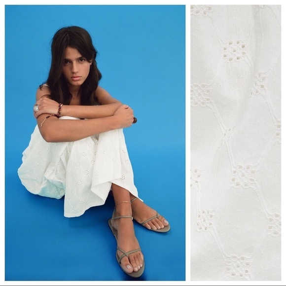 NWT. Zara White Textured Midi Dress. Size L. - Picture 4 of 10